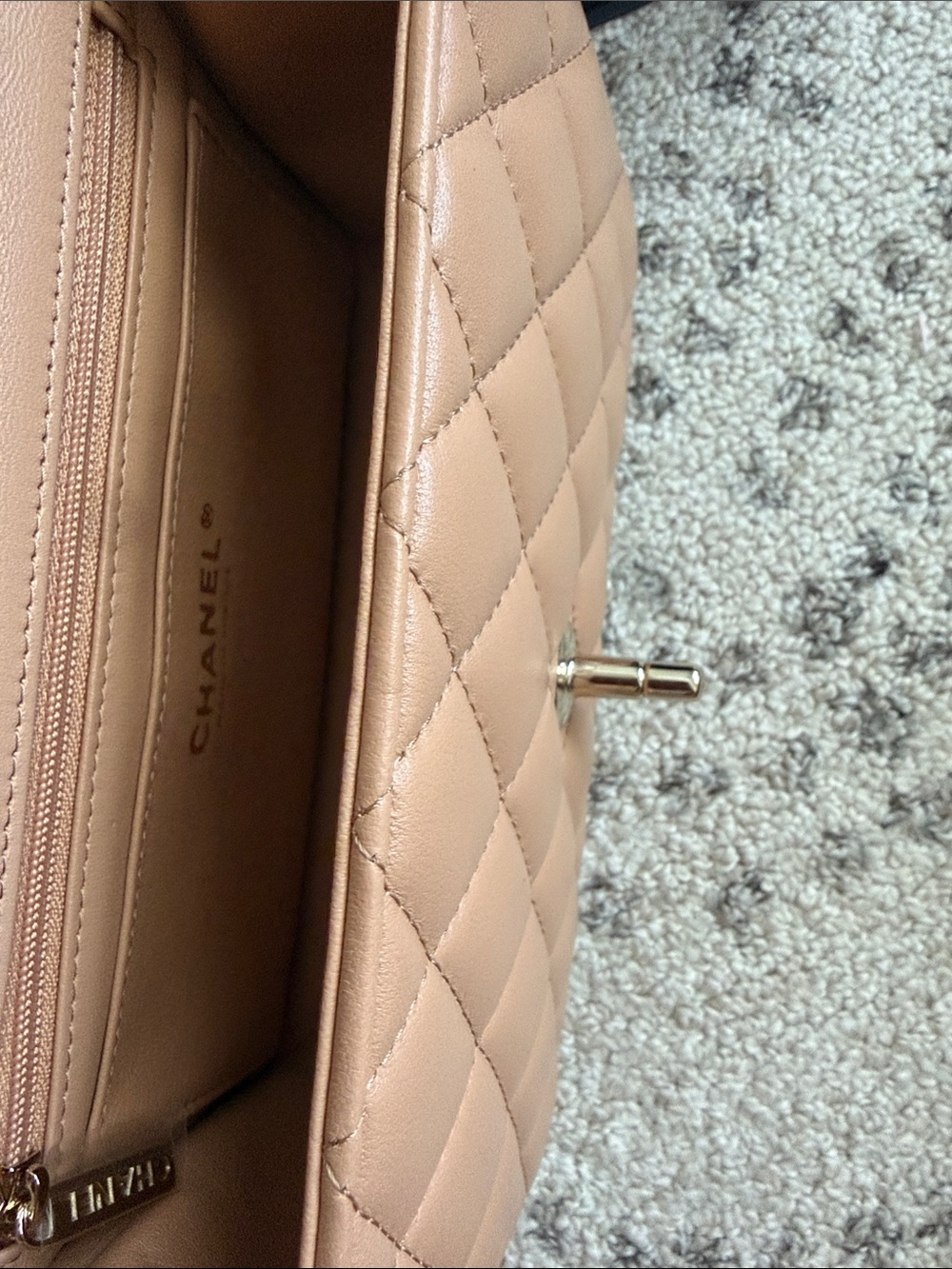 Chanel Mini Rectangle Top Handle in dark beige. - Picture 9 of 10